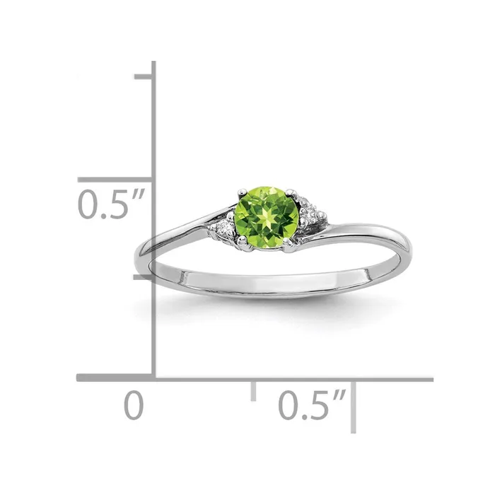 14k White Gold 4mm Peridot A Real Diamond ring Goldia Rings