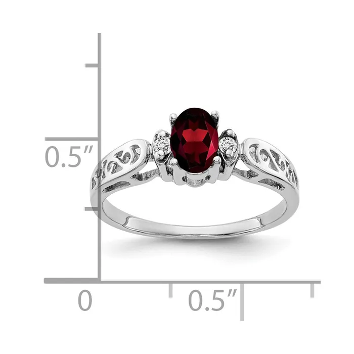 14k White Gold 6x4mm Oval Garnet A Real Diamond ring Goldiacom Rings