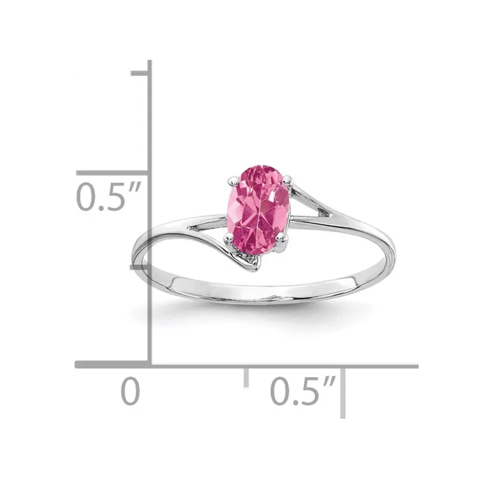 14k White Gold 6x4mm Oval Pink Tourmaline ring Goldia Rings