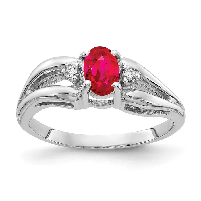14k White Gold 6x4mm Oval Ruby A Real Diamond ring Goldia Rings