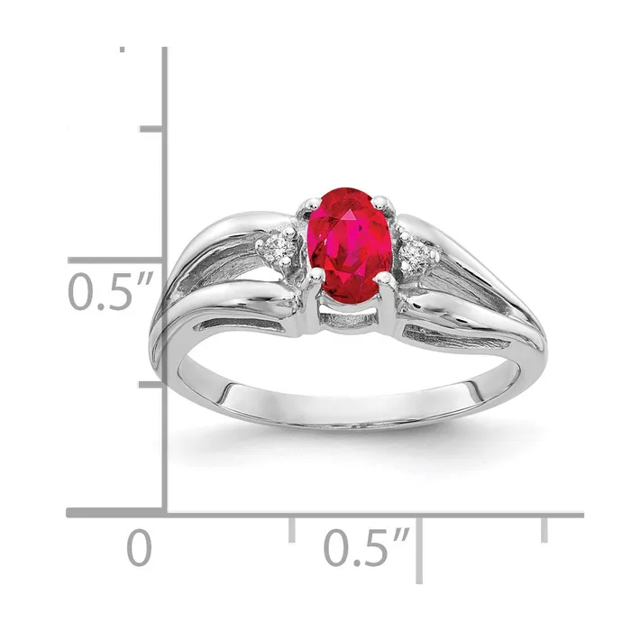 14k White Gold 6x4mm Oval Ruby A Real Diamond ring Goldia Rings