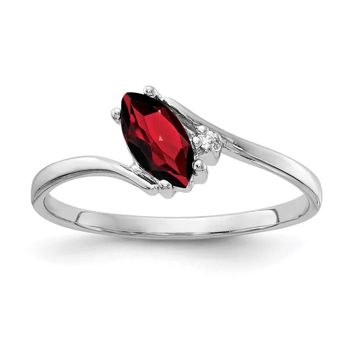 14k White Gold 7x35mm Marquise Garnet A Real Diamond ring Goldia Rings