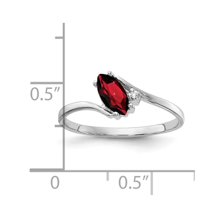 14k White Gold 7x35mm Marquise Garnet A Real Diamond ring Goldia Rings