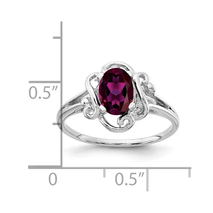 14k White Gold 7x5mm Oval Rhodolite Garnet ring Goldia Rings