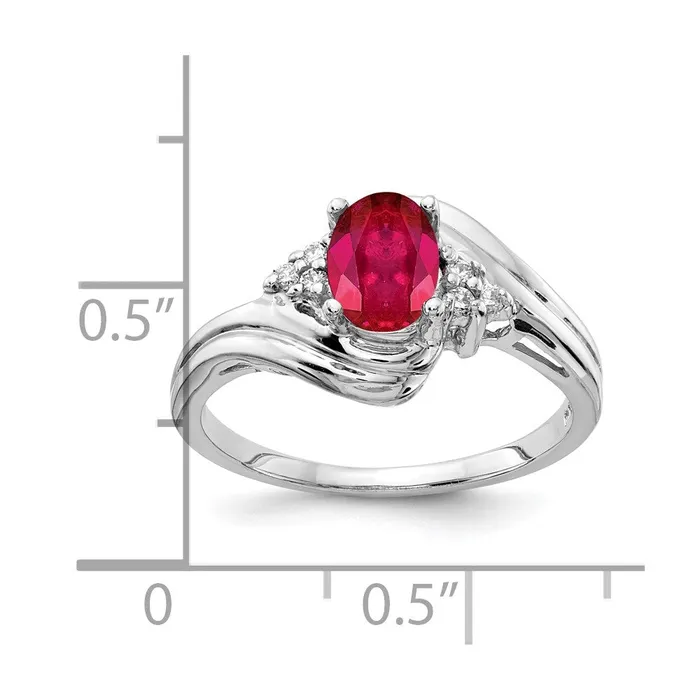 14k White Gold 7x5mm Oval Ruby A Real Diamond ring Goldia Rings