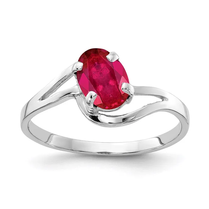 14k White Gold 7x5mm Oval Ruby ring Goldia Rings