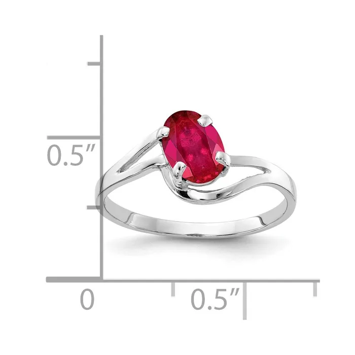 14k White Gold 7x5mm Oval Ruby ring Goldia Rings
