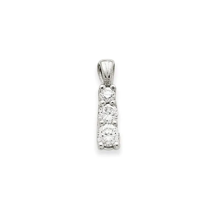 14k White Gold A Real Diamond three stone pendant Goldia Necklaces