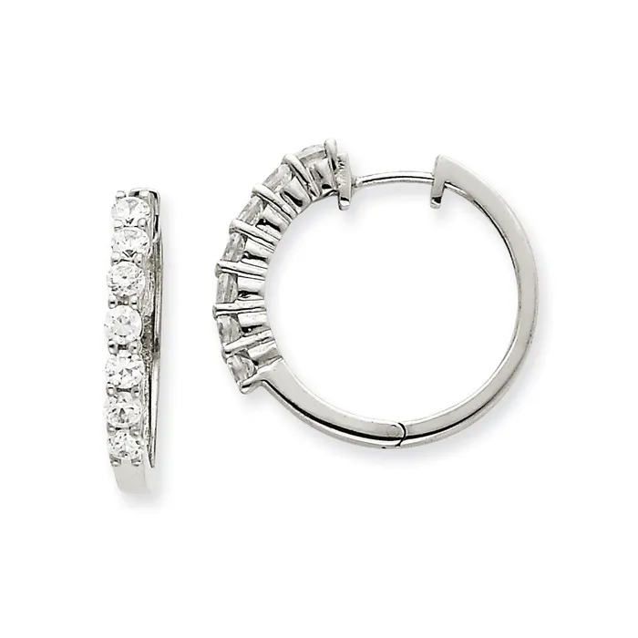 14k White Gold AAA Real Diamond Hinged Hoop Earrings Goldia Earrings 14k White Gold AAA Real Diamond Hinged Hoop Earrings Goldia Earrings