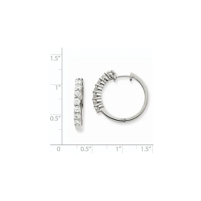 14k White Gold AAA Real Diamond Hinged Hoop Earrings Goldia Earrings