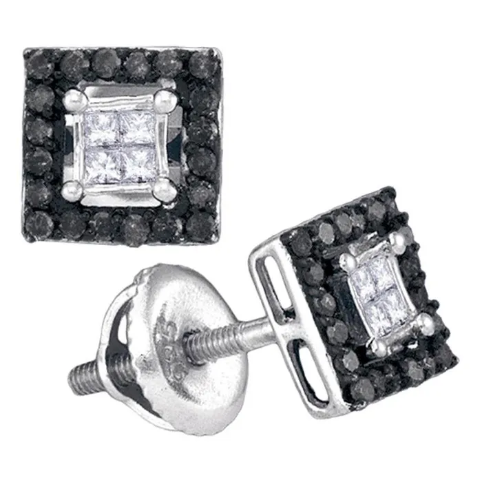 14k White Gold Black Diamond Stud Earrings 13 Cttw gndatlanta Earrings