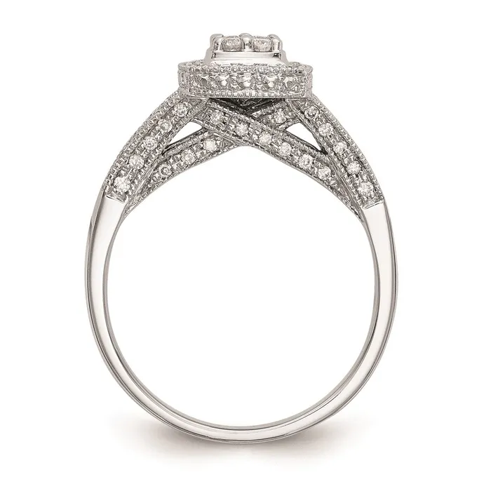14K White Gold Complete Real Diamond Cluster Engagement Ring Goldiacom Rings