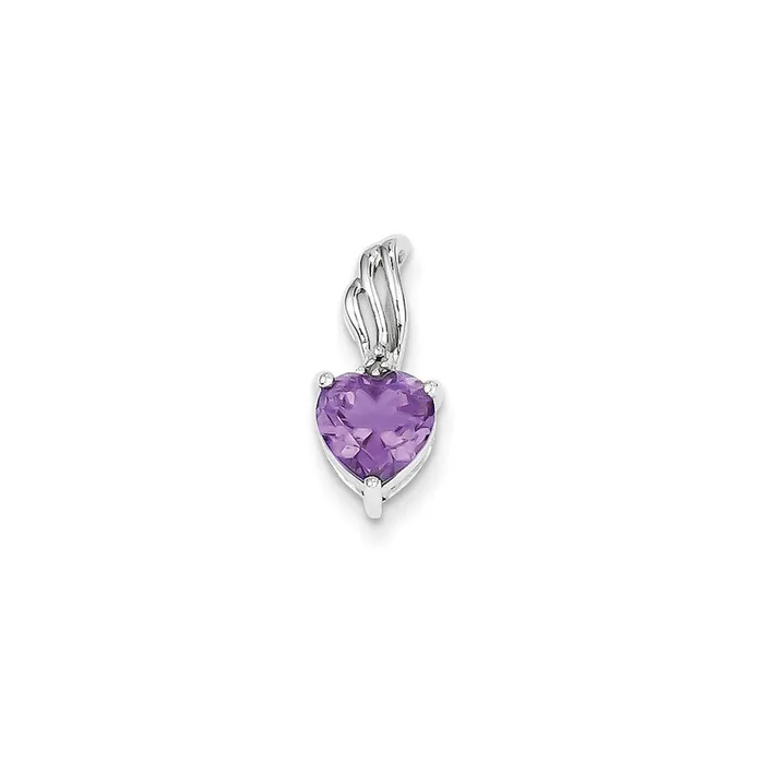 14k White Gold Diamond and Amethyst Heart Pendant Goldiacom Necklaces