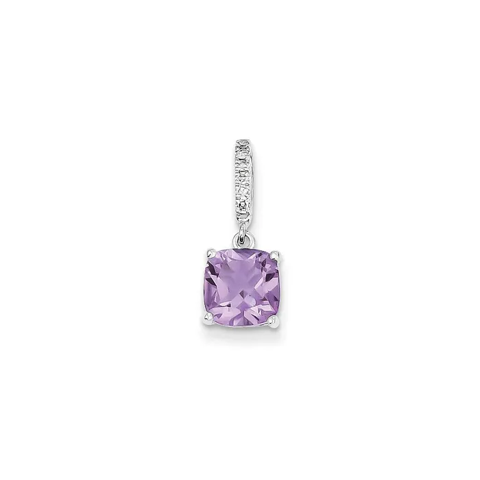 14k White Gold Diamond and Amethyst Pendant Goldiacom Necklaces