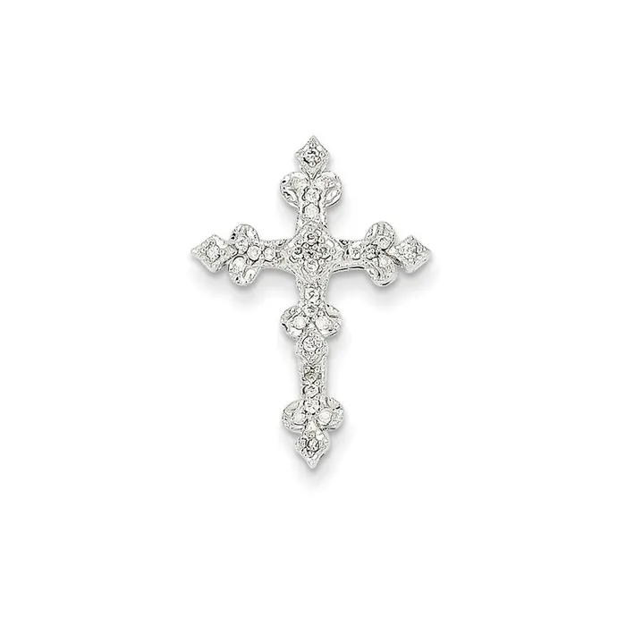 14k White Gold Diamond Filigree Cross Pendant Goldia Necklaces