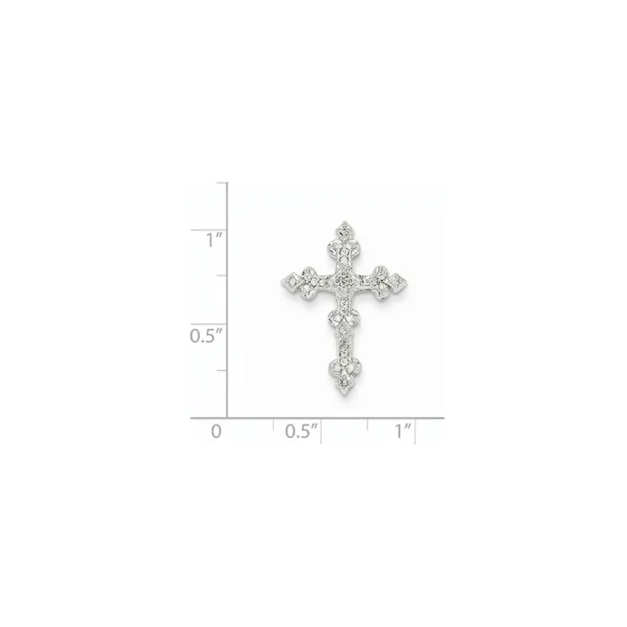 14k White Gold Diamond Filigree Cross Pendant Goldia Necklaces