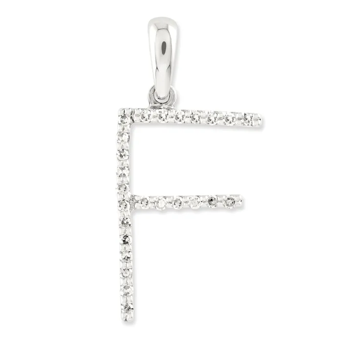 14k White Gold Diamond Initial F Pendant goldiaca Necklaces