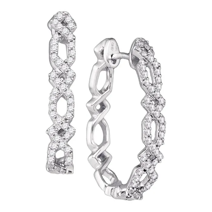 14k White Gold Diamond Symmetric Woven Interweaving Hoop Earrings 12 Cttw gndatlanta Earrings 14k White Gold Diamond Symmetric Woven Interweaving Hoop Earrings 12 Cttw gndatlanta Earrings