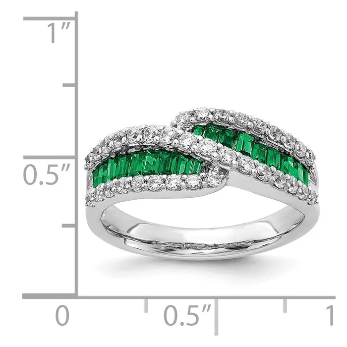 14k White Gold Emerald Real Diamond Ring Goldia Rings