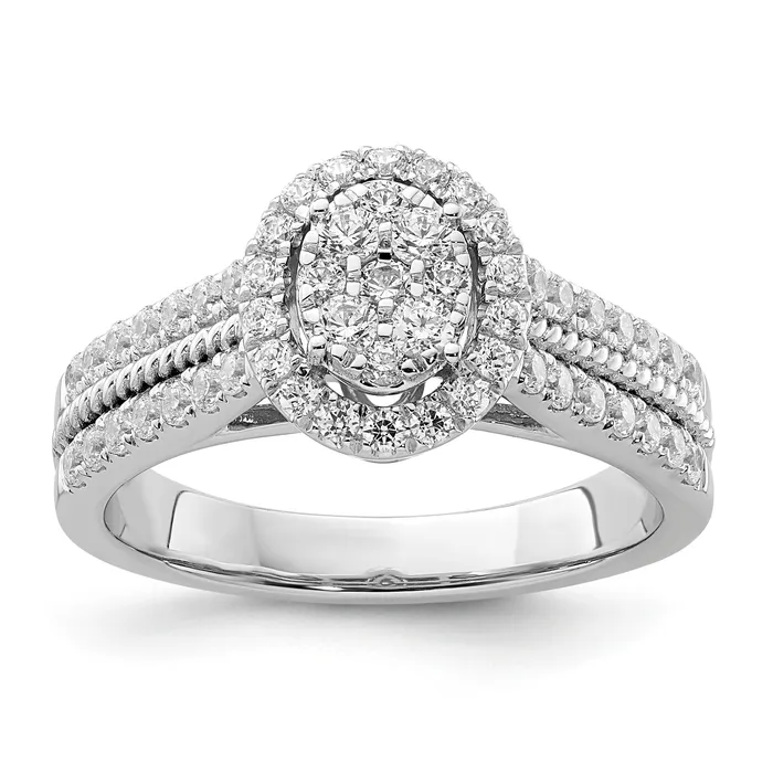 14K White Gold Lab Grown Diamond VSSI G Cluster Ring Goldia Rings