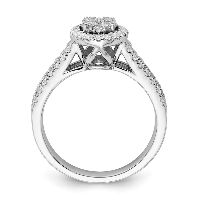 14K White Gold Lab Grown Diamond VSSI G Cluster Ring Goldia Rings