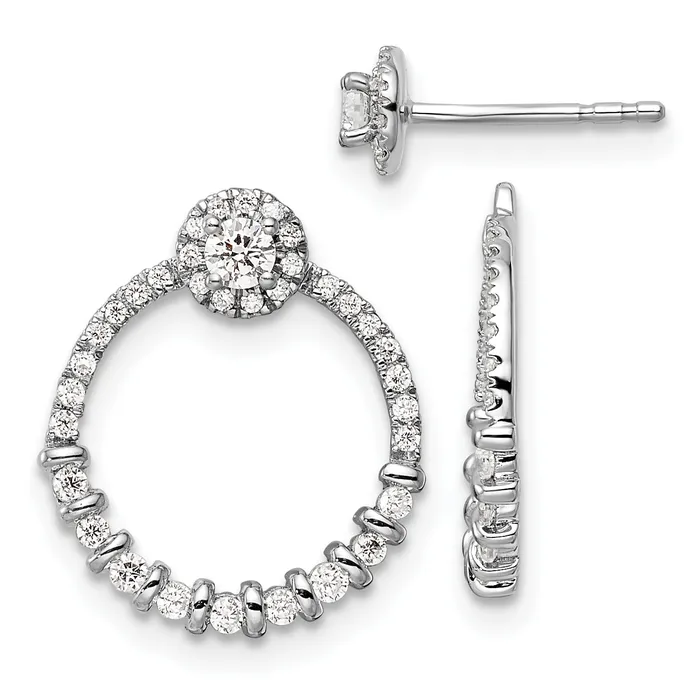 14K White Gold Lab Grown VSSI G Diamond Circle Jacket and Post Earrings Goldia Earrings 14K White Gold Lab Grown VSSI G Diamond Circle Jacket and Post Earrings Goldia Earrings