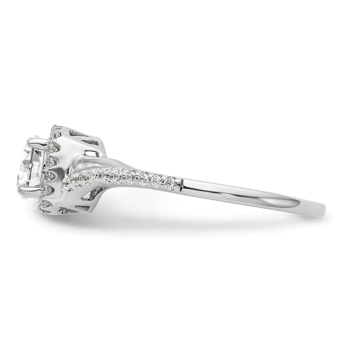 14K White Gold Lab Grown VSSI G Diamond Cushion Halo Engagement Ring Goldia Rings