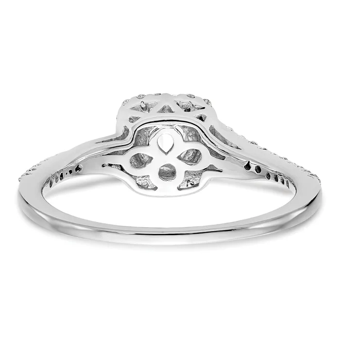 14K White Gold Lab Grown VSSI G Diamond Cushion Halo Engagement Ring Goldia Rings