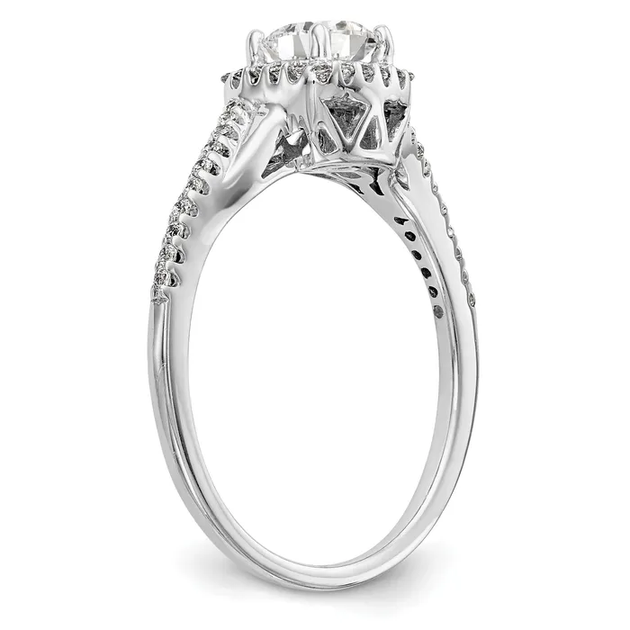 14K White Gold Lab Grown VSSI G Diamond Cushion Halo Engagement Ring Goldia Rings