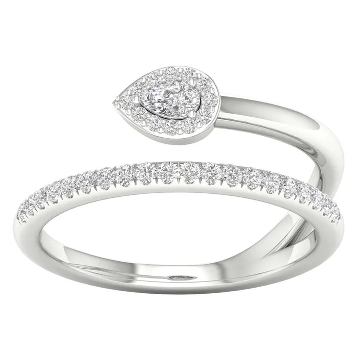 14k White Gold Pear Diamond Spiral Teardrop Band Ring 14 Cttw gndatlanta Rings
