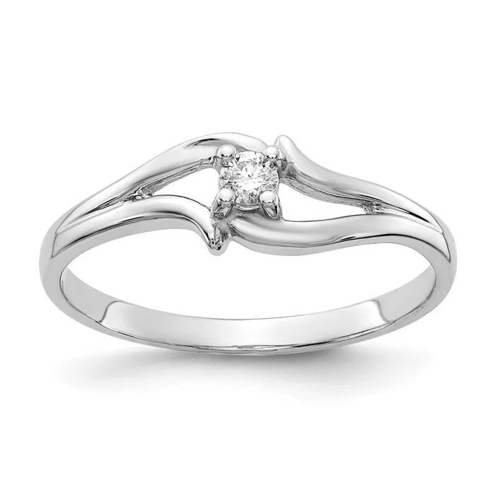 14k White Gold Polished AA Diamond Ring Goldia Rings