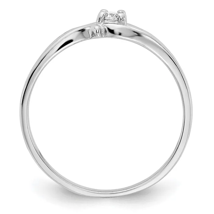 14k White Gold Polished AA Diamond Ring Goldia Rings