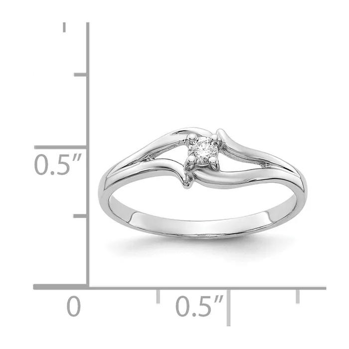 14k White Gold Polished AA Diamond Ring Goldia Rings