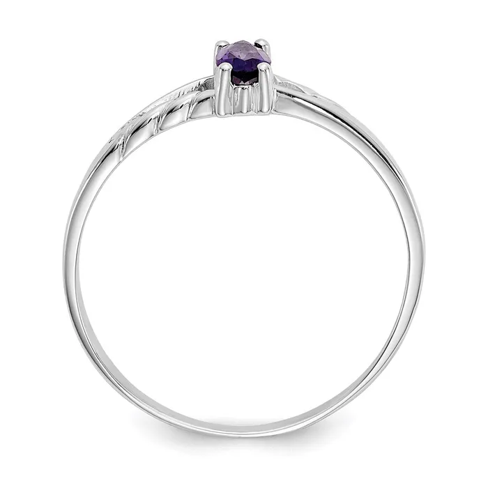 14K White Gold Polished Geniune Amethyst Birthstone Ring Goldia Rings