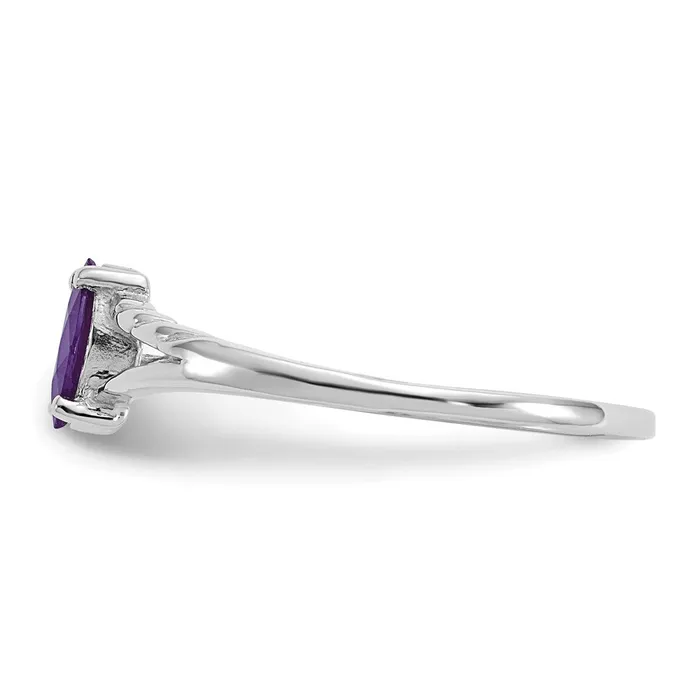 14K White Gold Polished Geniune Amethyst Birthstone Ring Goldia Rings