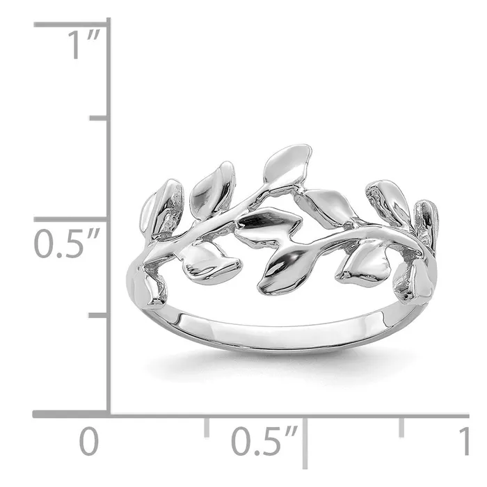 14K White Gold Polished Leaf Ring Goldia Rings