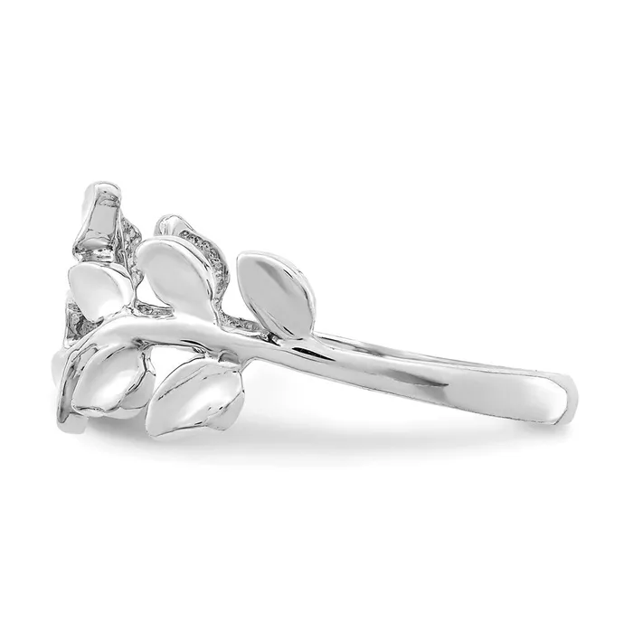 14K White Gold Polished Leaf Ring Goldia Rings