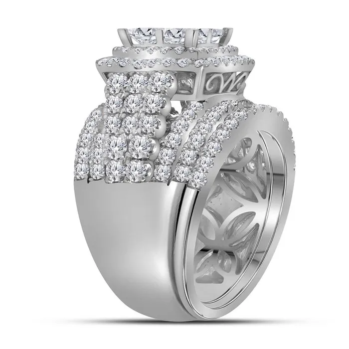 14k White Gold Princess Diamond Bridal Wedding Ring Set 334 Cttw gndatlanta Rings