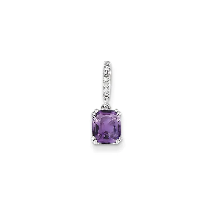 14k White Gold Real Diamond and Amethyst Pendant Goldia Necklaces