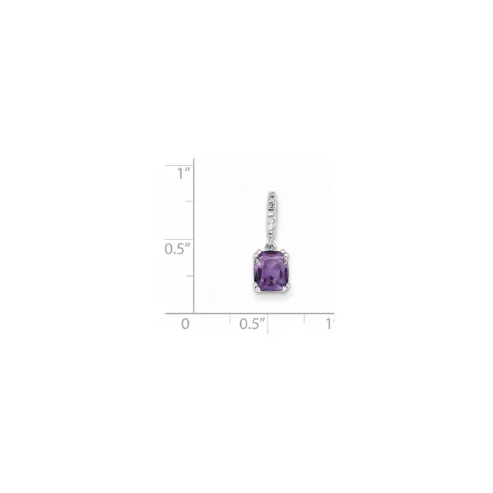 14k White Gold Real Diamond and Amethyst Pendant Goldia Necklaces