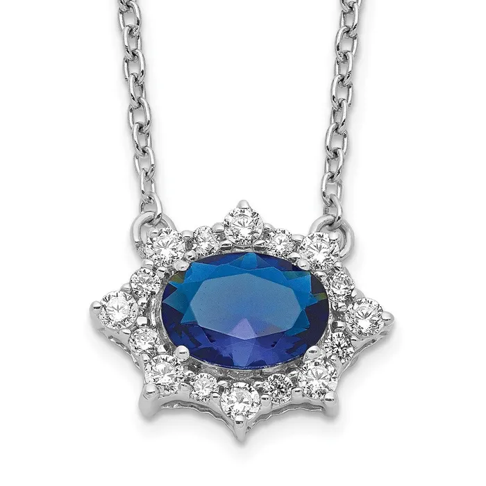 14k White Gold Real Diamond and Oval Sapphire 18 inch Necklace Goldia Necklaces 14k White Gold Real Diamond and Oval Sapphire 18 inch Necklace Goldia Necklaces