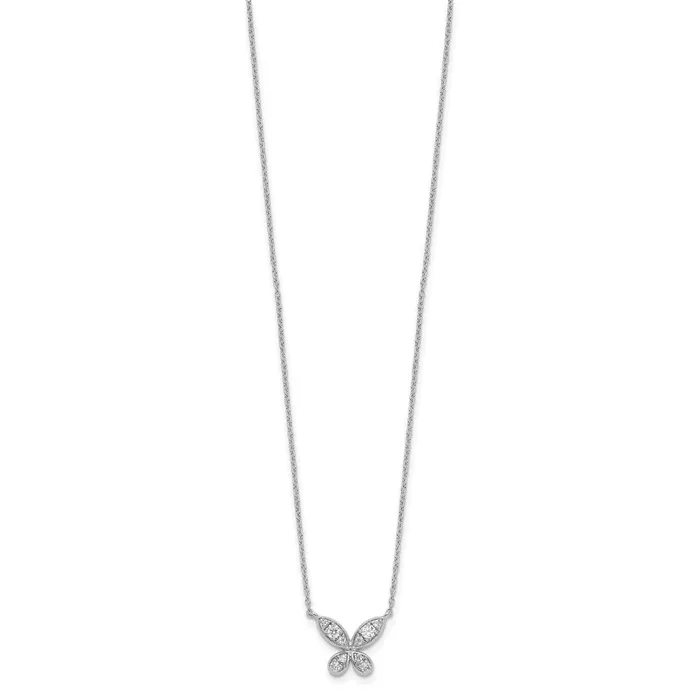 14k White Gold Real Diamond Butterfly 18in Necklace Goldia Necklaces