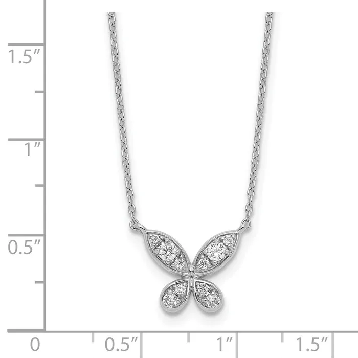 14k White Gold Real Diamond Butterfly 18in Necklace Goldia Necklaces