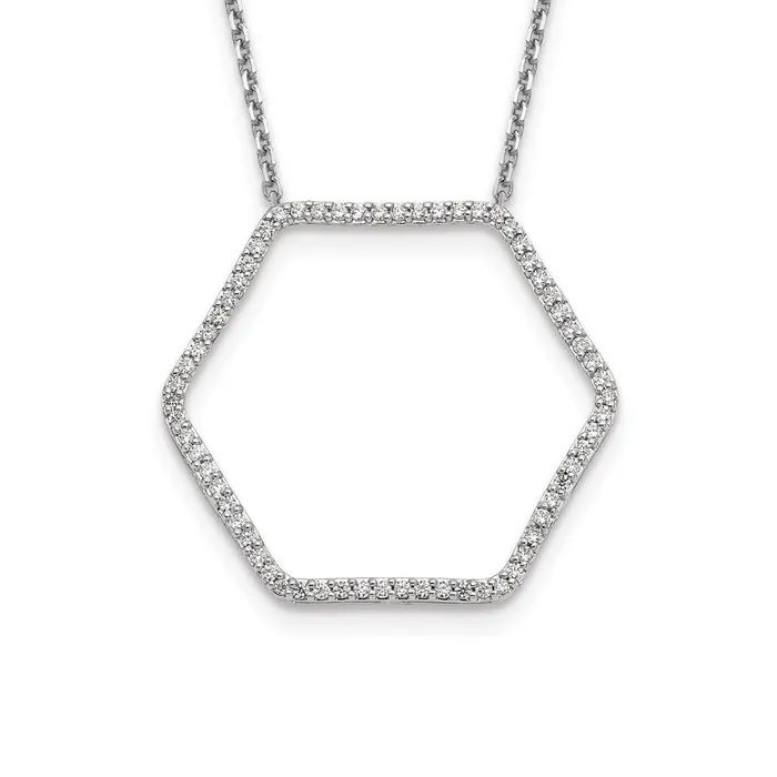 14k White Gold Real Diamond Fancy Hexagon Chain Slide Necklace Goldia Necklaces 14k White Gold Real Diamond Fancy Hexagon Chain Slide Necklace Goldia Necklaces