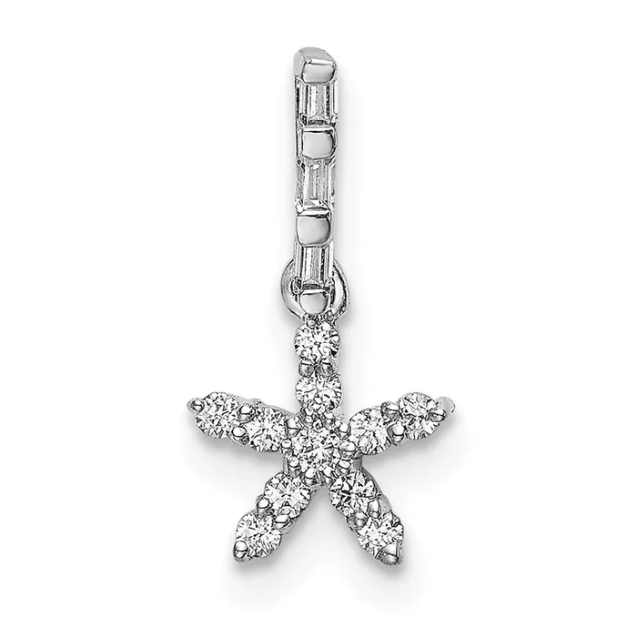 14k White Gold Real Diamond Star Pendant Goldia Necklaces