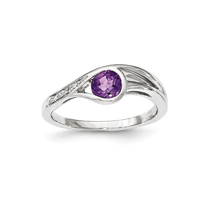 14K White Gold Real Diamond u0026 Amethyst Ring Goldia Rings