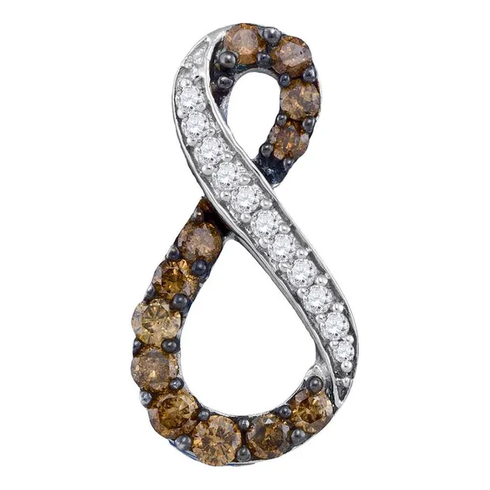 14k White Gold Round Brown Diamond Infinity Pendant 12 Cttw gndatlanta Necklaces 14k White Gold Round Brown Diamond Infinity Pendant 12 Cttw gndatlanta Necklaces