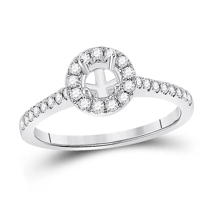 14k White Gold Round Diamond 12 Ct Rd Center Bridal SemiMount Ring 13 Ctw gndatlanta Rings