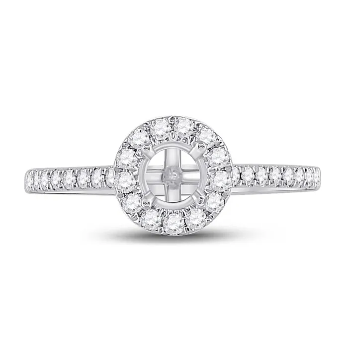 14k White Gold Round Diamond 12 Ct Rd Center Bridal SemiMount Ring 13 Ctw gndatlanta Rings