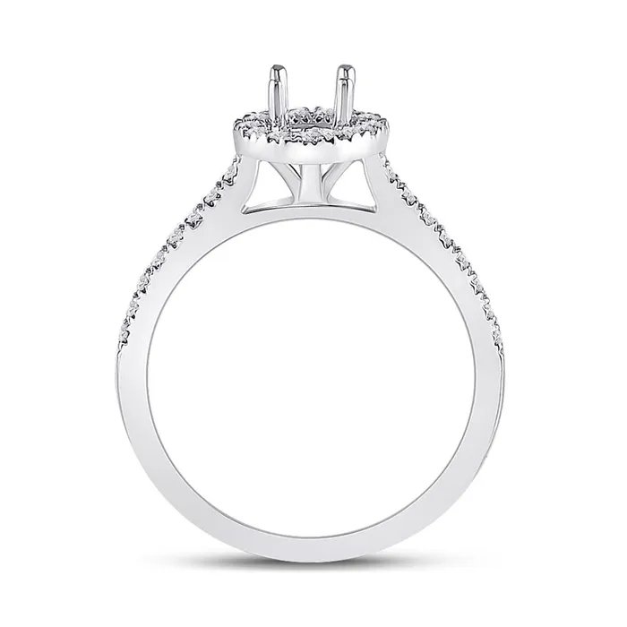 14k White Gold Round Diamond 12 Ct Rd Center Bridal SemiMount Ring 13 Ctw gndatlanta Rings